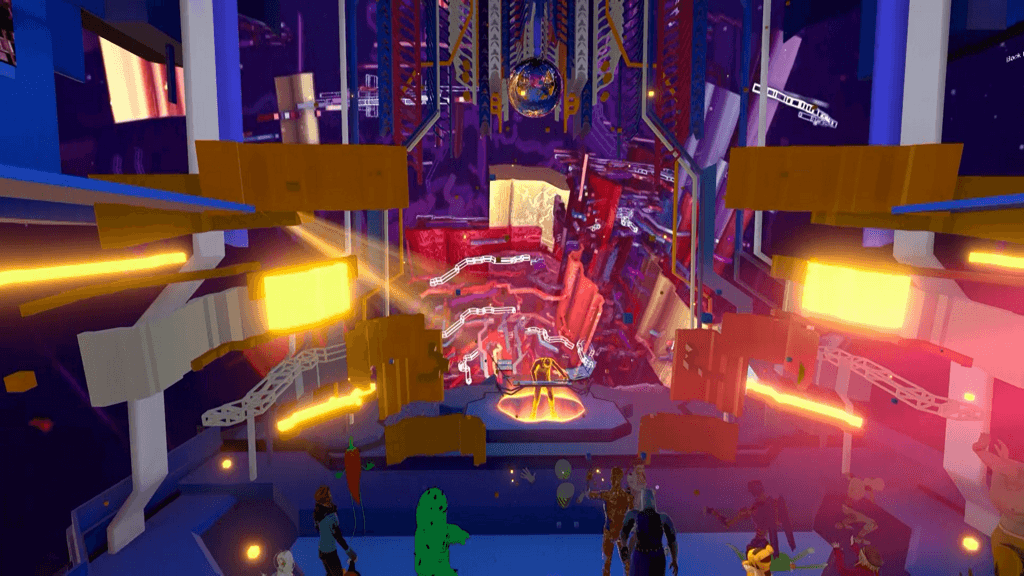 Virtual stage of Jean-Michel Jarre's live concert with audience avatars