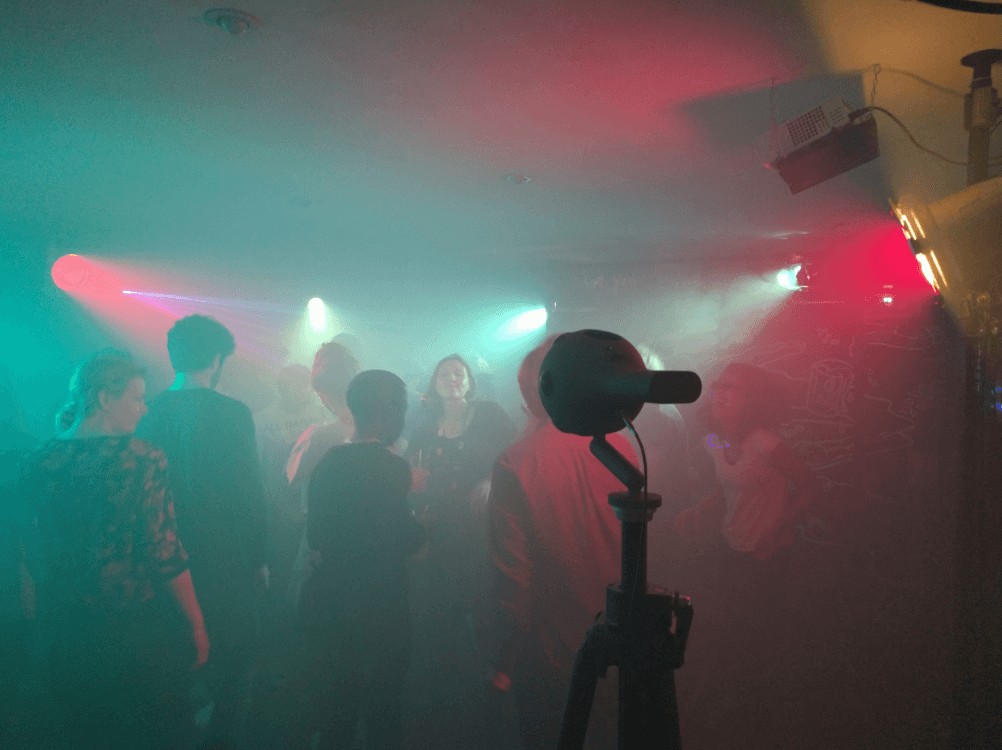 360° camera in the middle of a dance party, shooting the VR film "Lifeline"