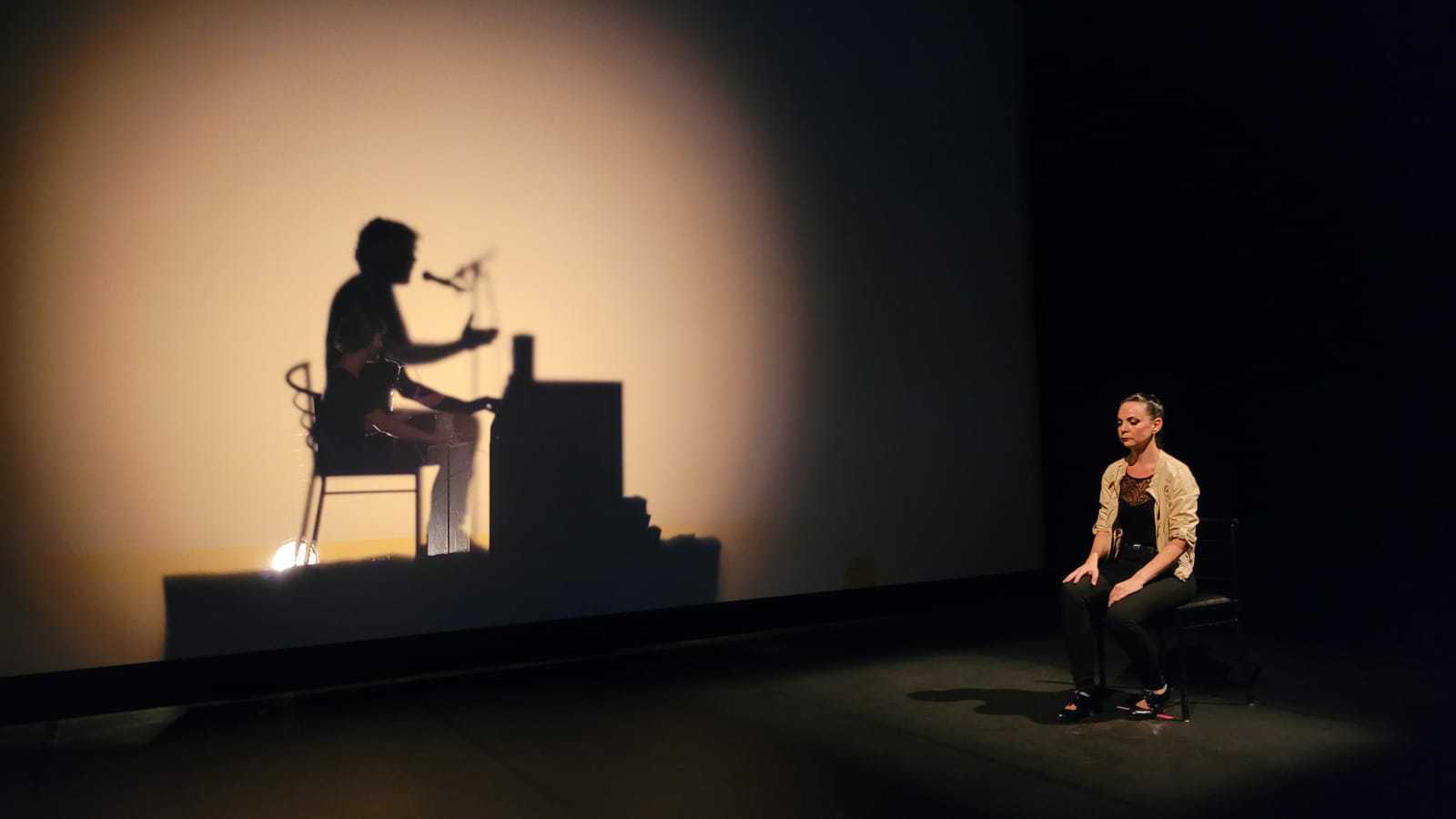 Flamenco dancer and her musician in silhouette, Flame mixed reality show