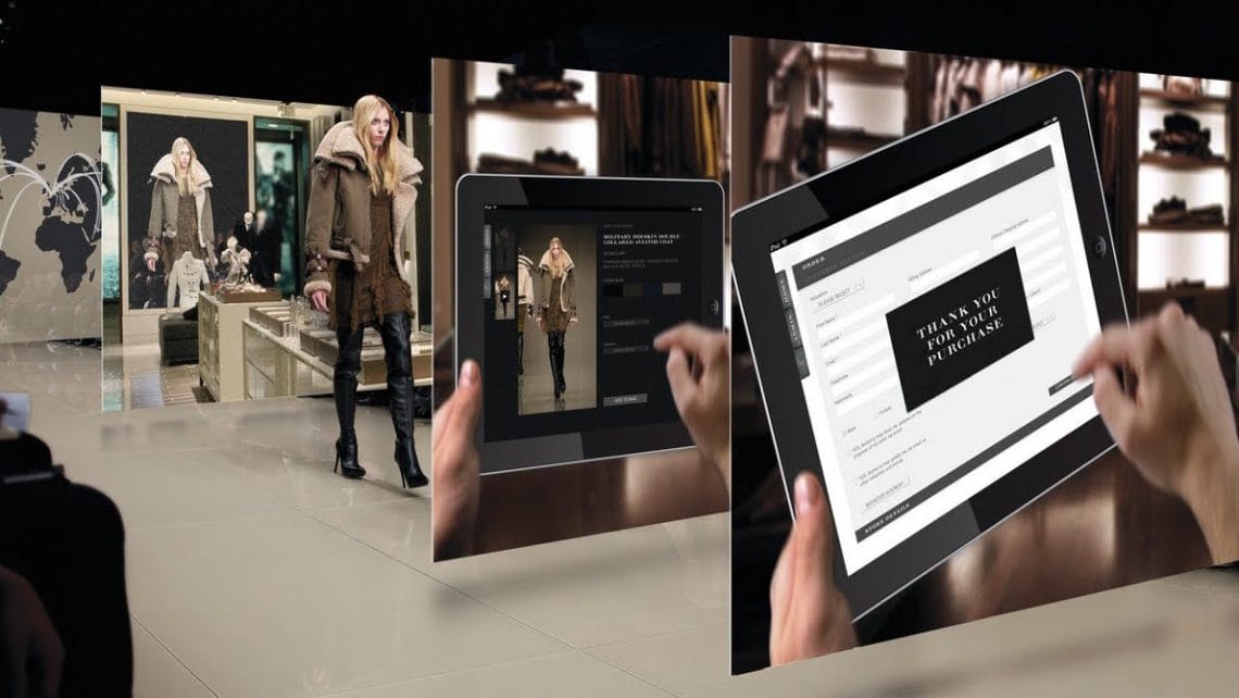 Digitalised Burberry store: window display and shopping tablets