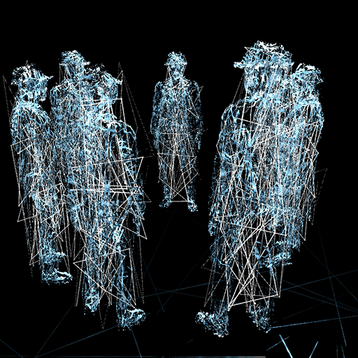 Point-cloud human silhouettes, VR work "Encounters"