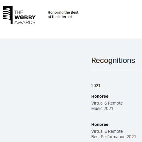 Webby Awards 2021: "Virtual & Remote" honours for the concert