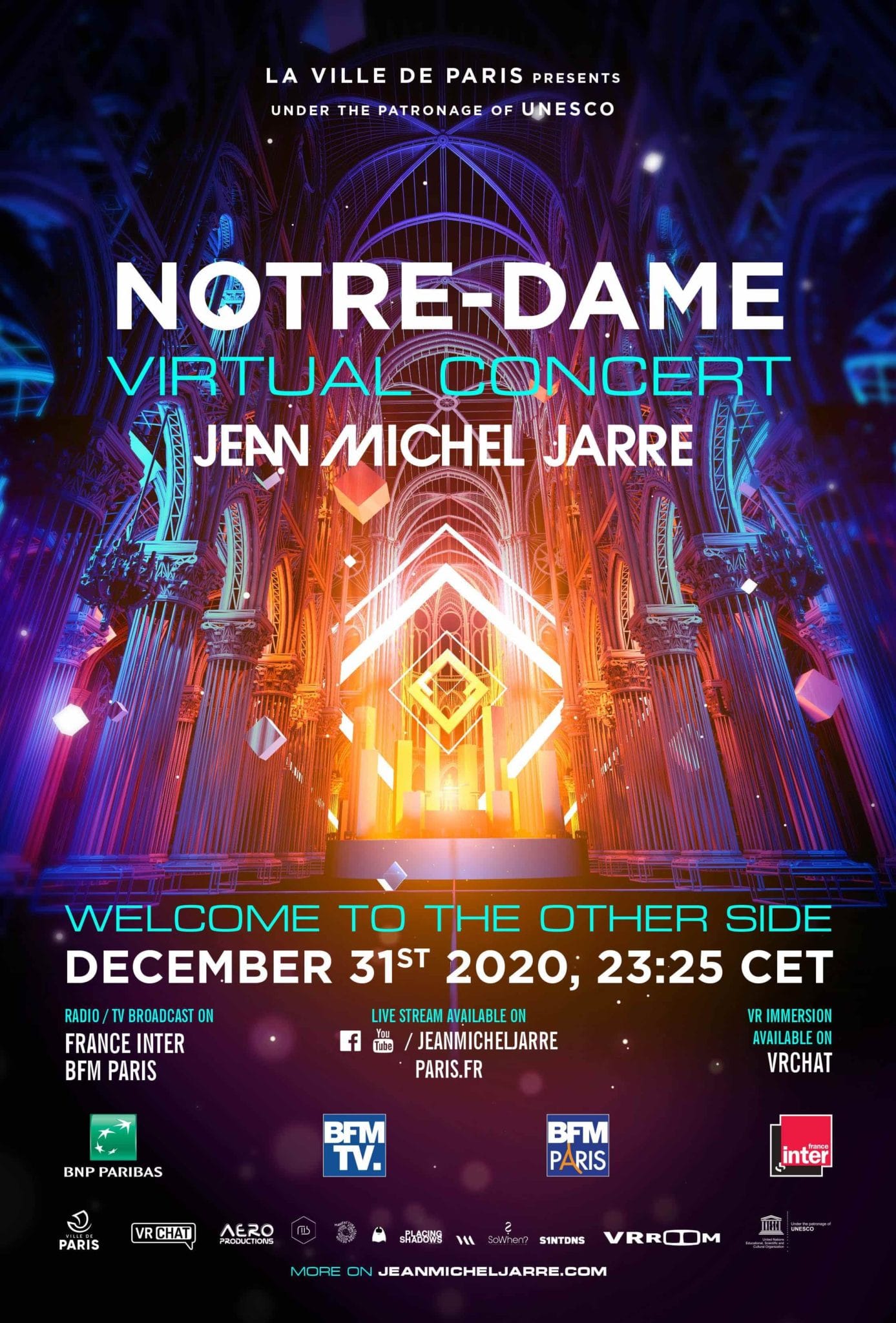 Poster of Jean-Michel Jarre's virtual concert in Notre-Dame, 31 December 2020