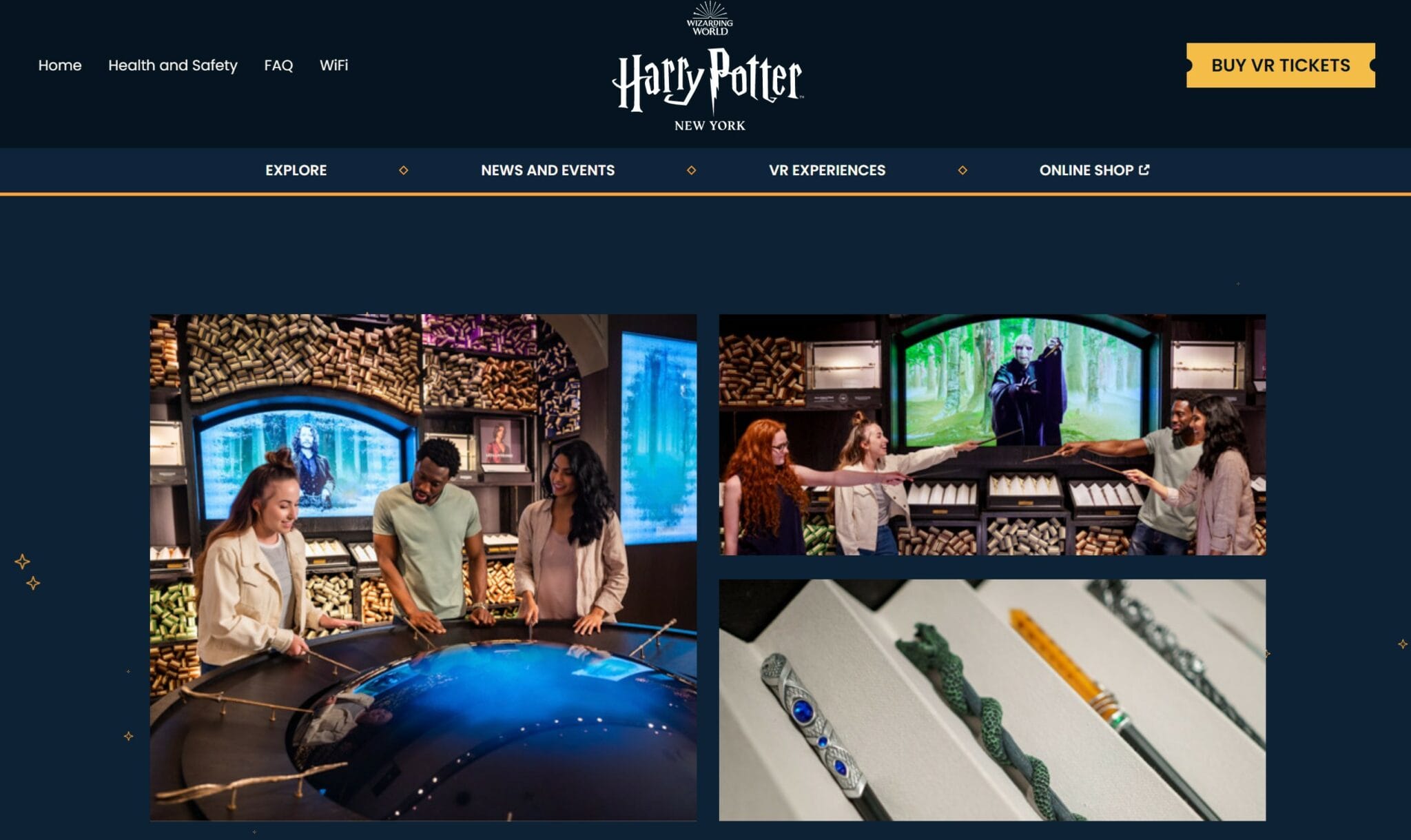 Harry Potter New York flagship website showing its immersive experiences