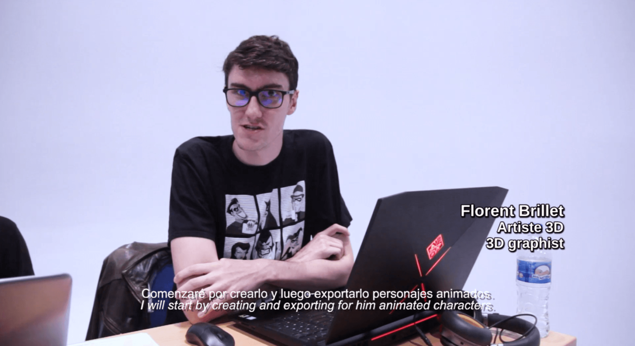 Florent Brillet, SoWhen? 3D artist, presenting his work on "Encounters" in Quito