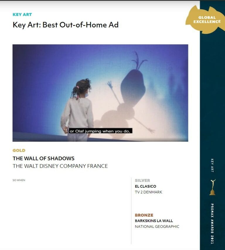 Promax Global Excellence, Key Art: gold for The Walt Disney Company France's "The Wall of Shadows"