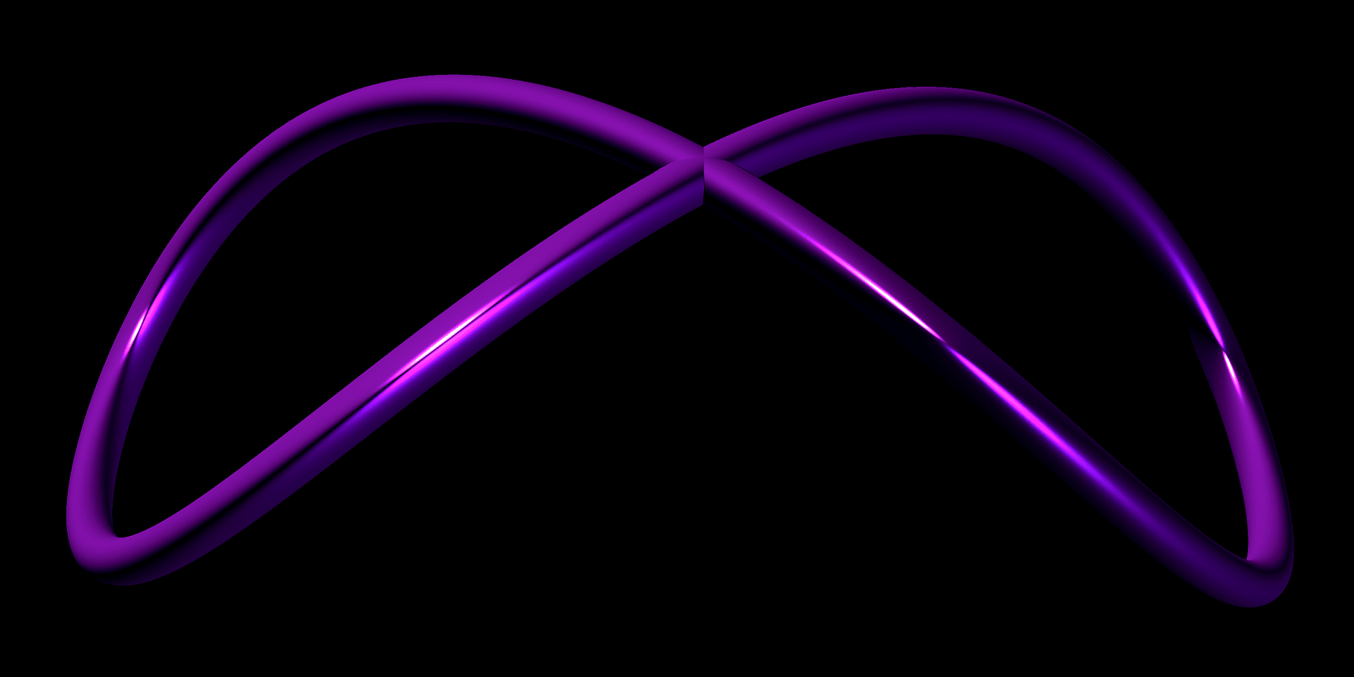 Purple light ribbon shaped like an infinity sign on a black background