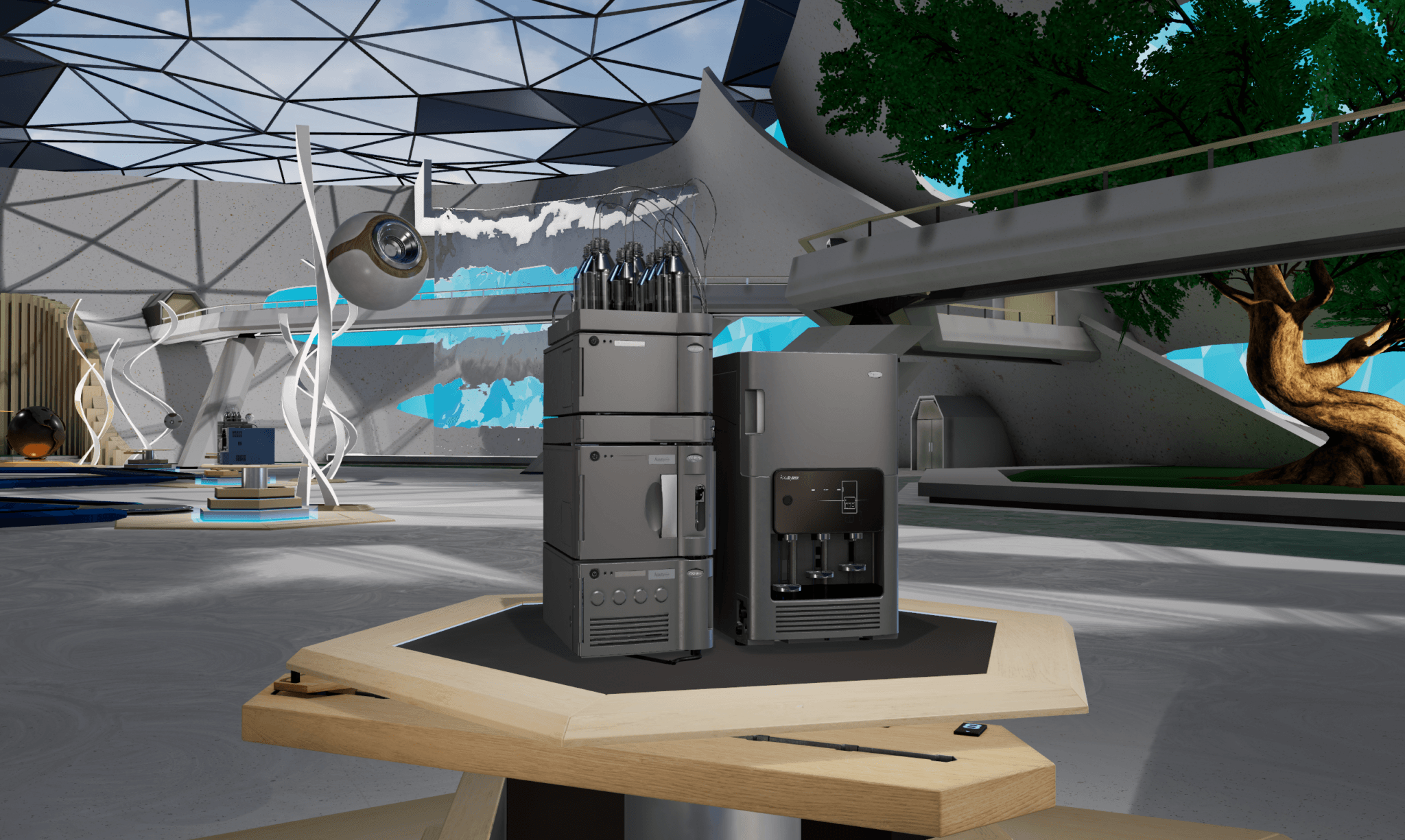 3D model of a Waters instrument in the virtual experience