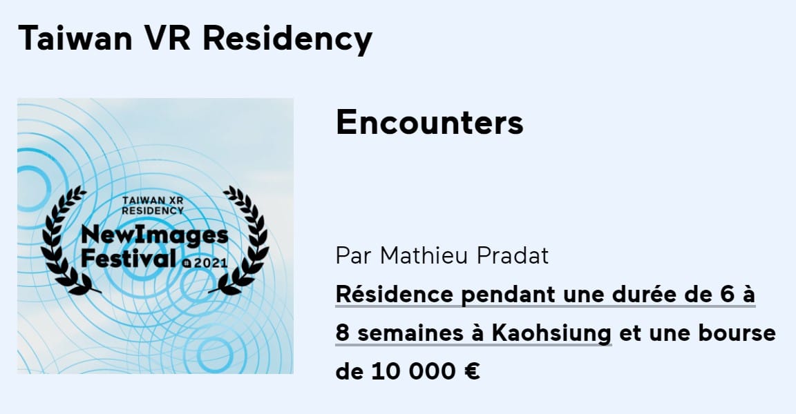 Taiwan VR Residency announcement: "Encounters" by Mathieu Pradat, €10,000 grant