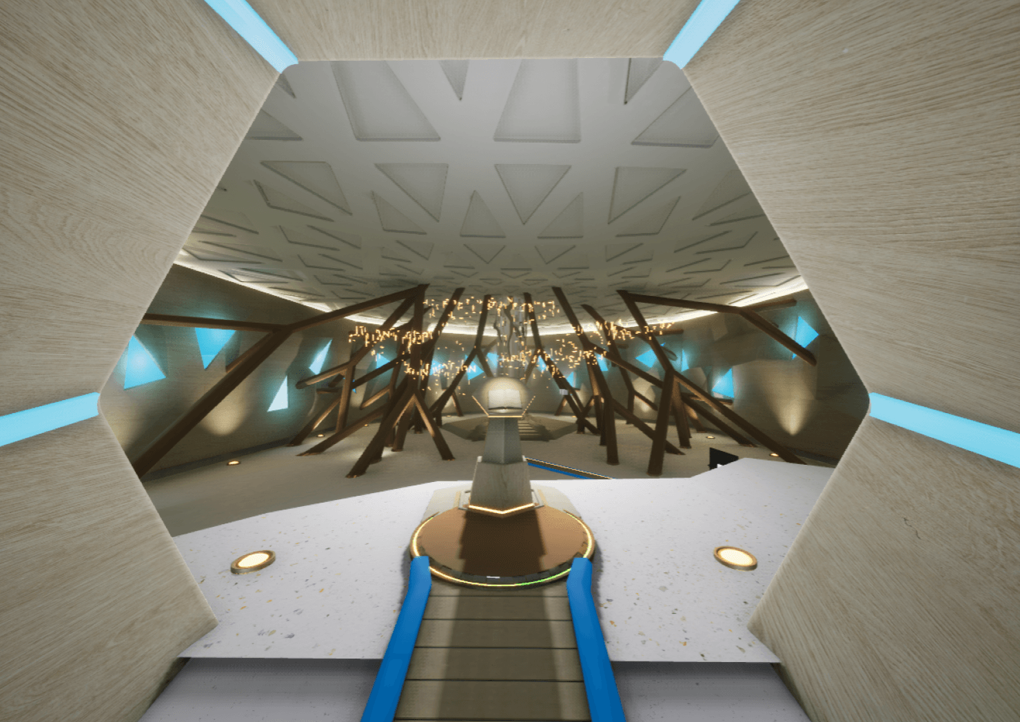 Entrance tunnel of the Waters virtual world built in Unreal Engine