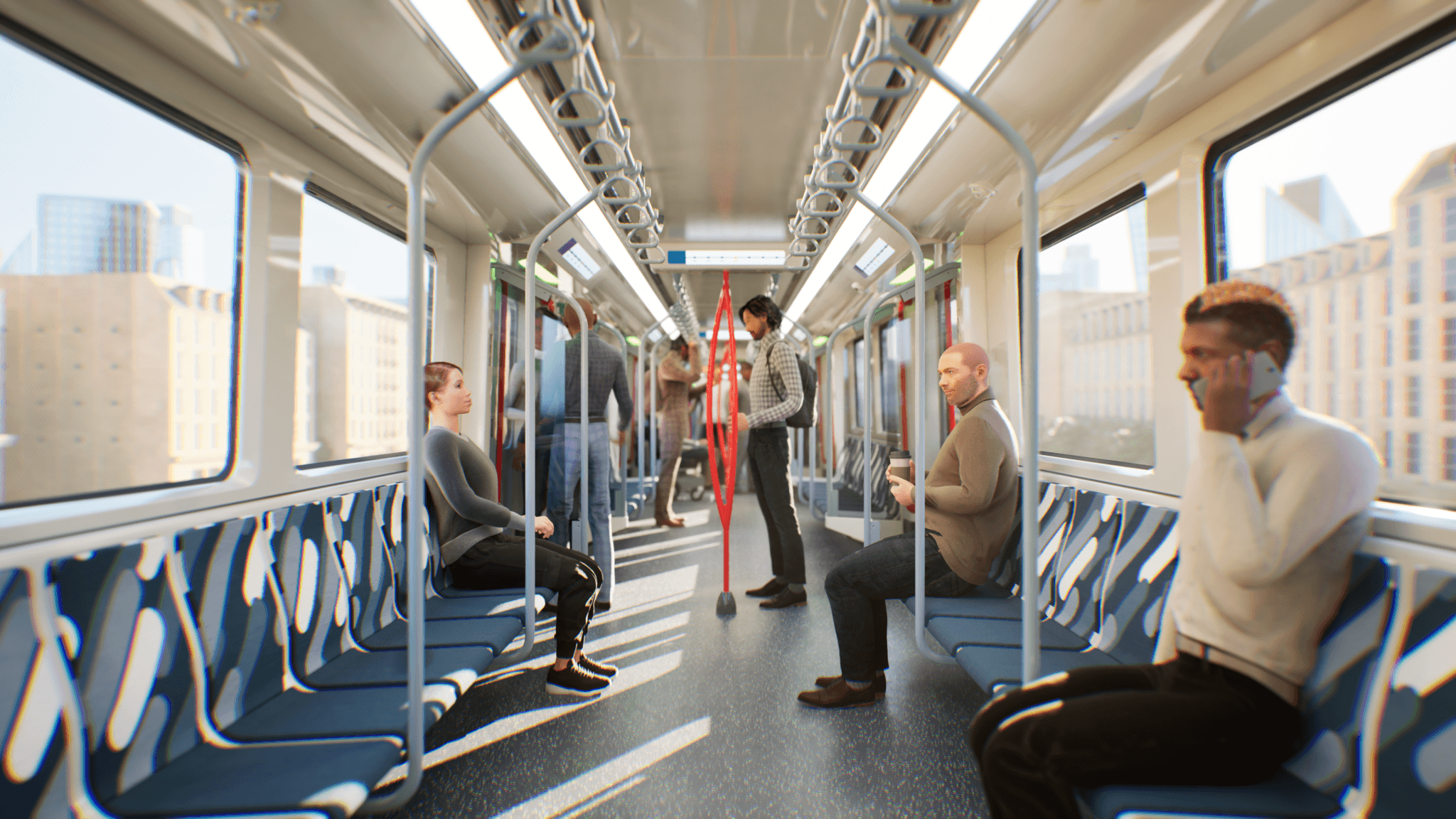 Virtual train interior with MetaHuman passengers, Alstom showroom in Unreal Engine 5