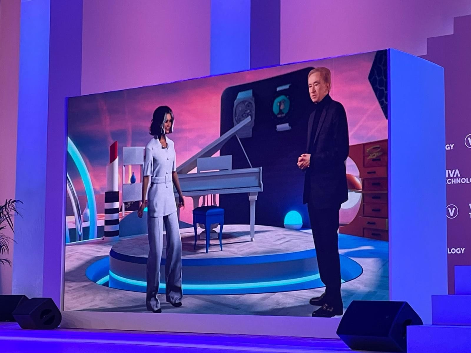 Bernard Arnault meets Livi, LVMH's virtual avatar, on SoWhen?'s phygital display screen
