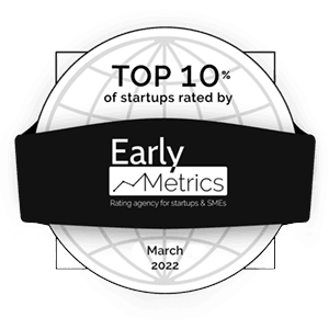 "Top 10% of startups rated by Early Metrics" badge, March 2022