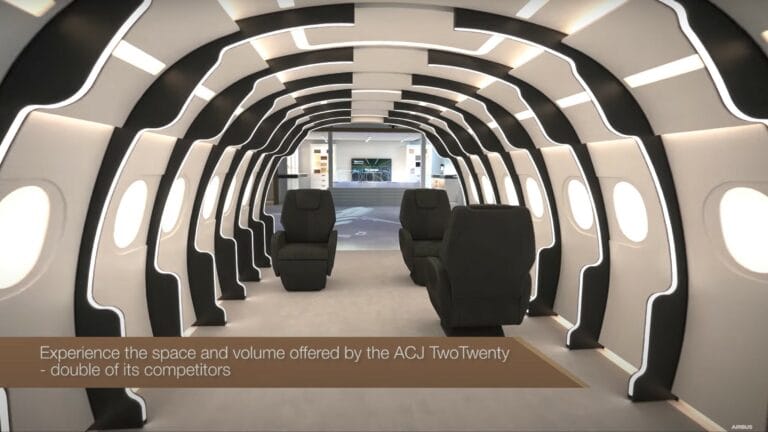 Recreated ACJ TwoTwenty cabin, Airbus Corporate Jets augmented showroom