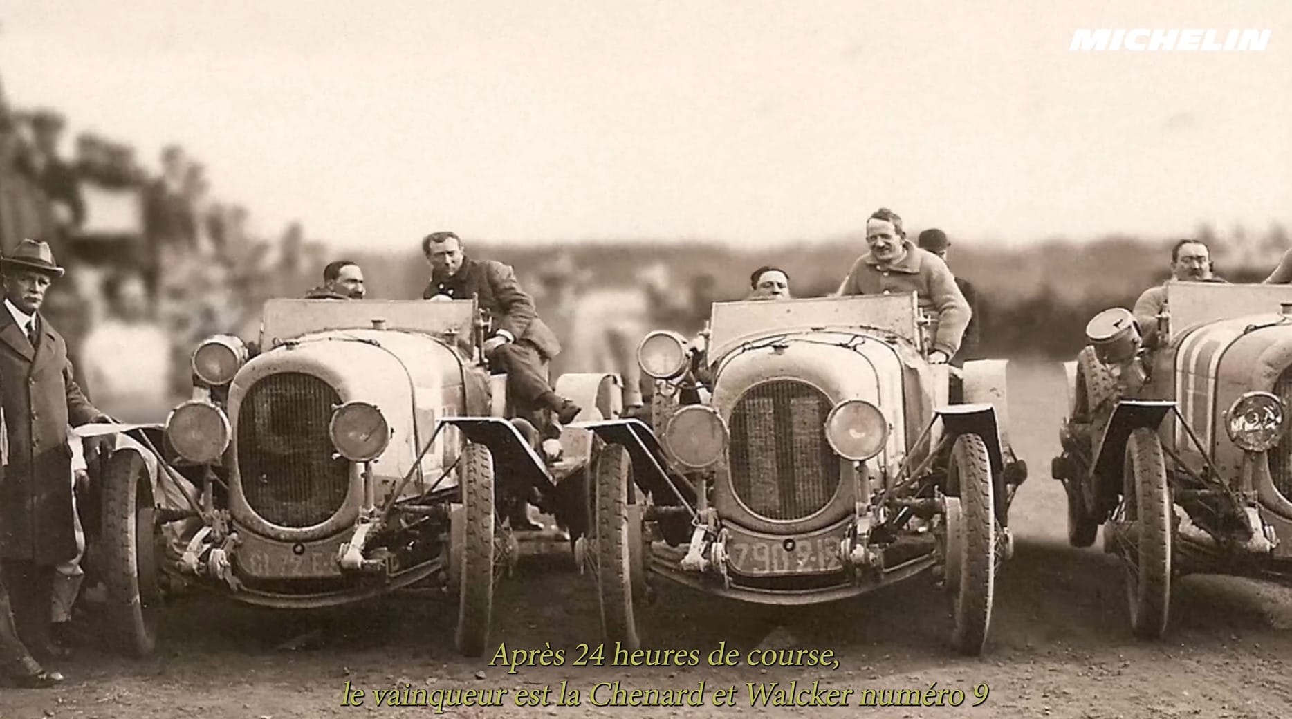 Archive photo of vintage race cars at the Le Mans 24 Hours, Michelin film