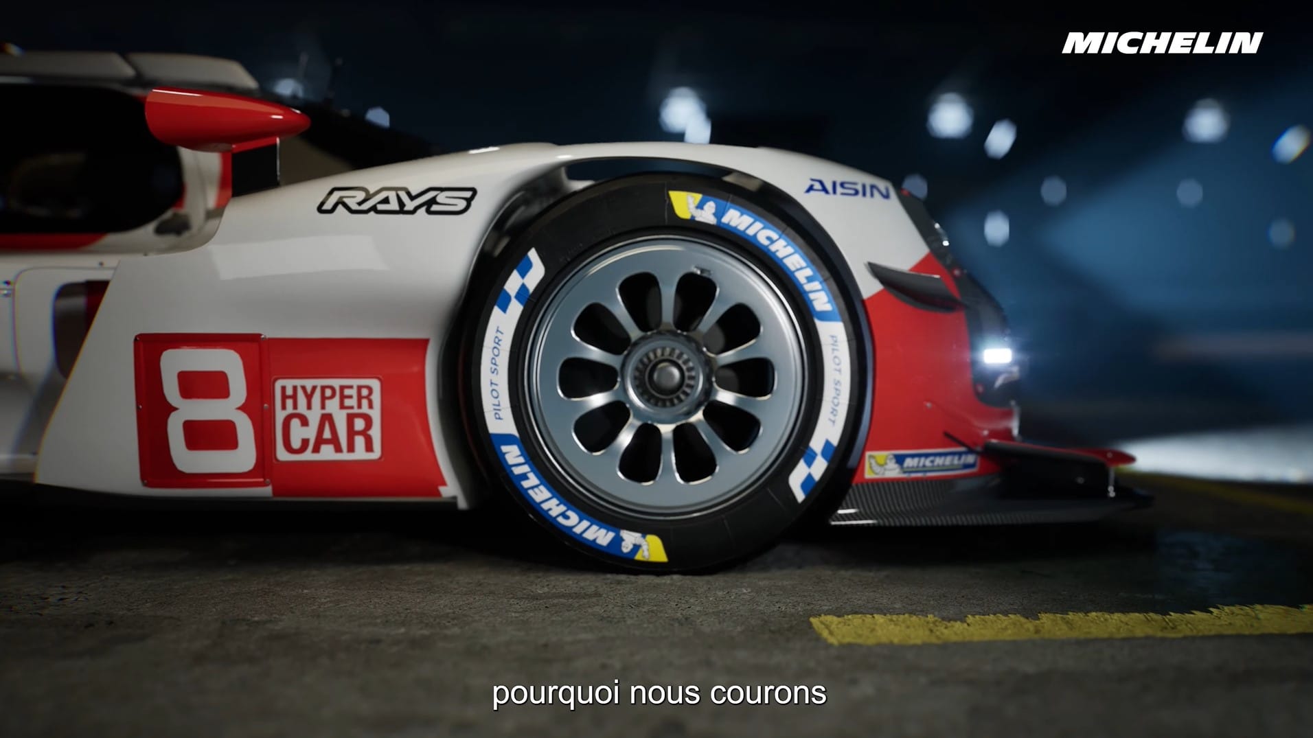 Michelin wheel of the no. 8 Hypercar, Le Mans 24 Hours 3D film