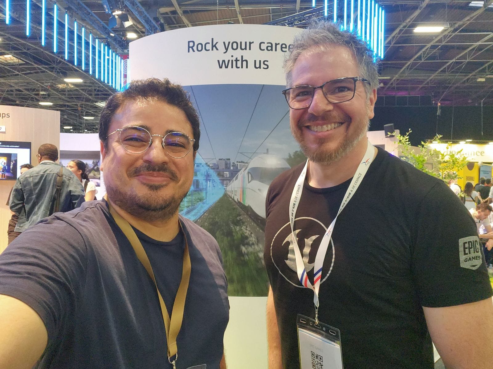 Mohamed Marouene with Epic Games' Sébastien Lozé at VivaTech 2023