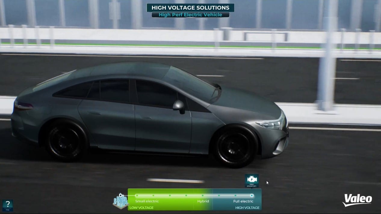 Virtual electric saloon equipped with Valeo high-voltage solutions