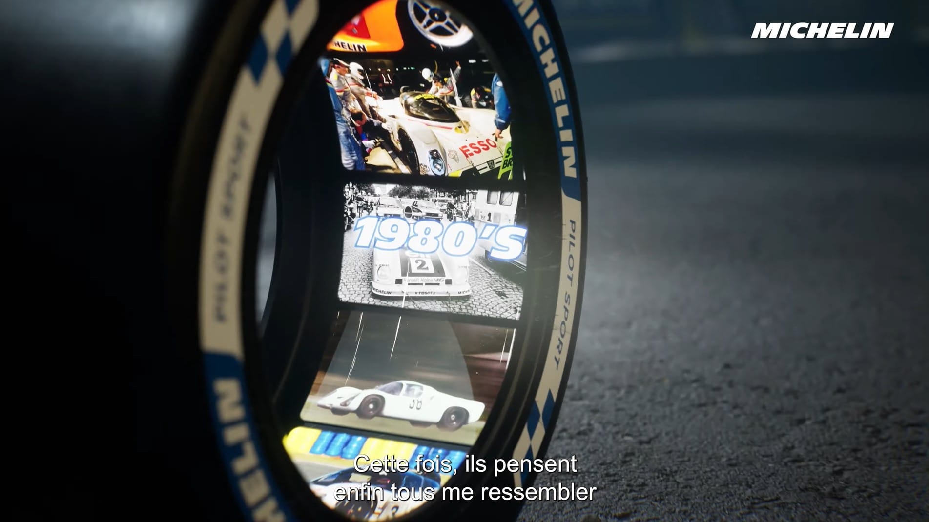 Michelin tyre showing Le Mans 24 Hours archives, centenary 3D film