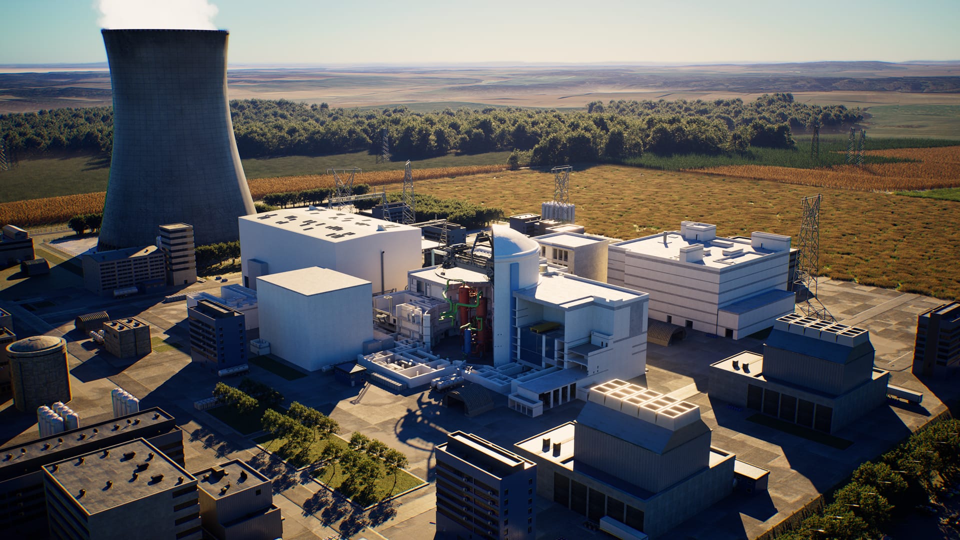 3D nuclear plant in the countryside, EDF immersive film "New Energy for Czechia"