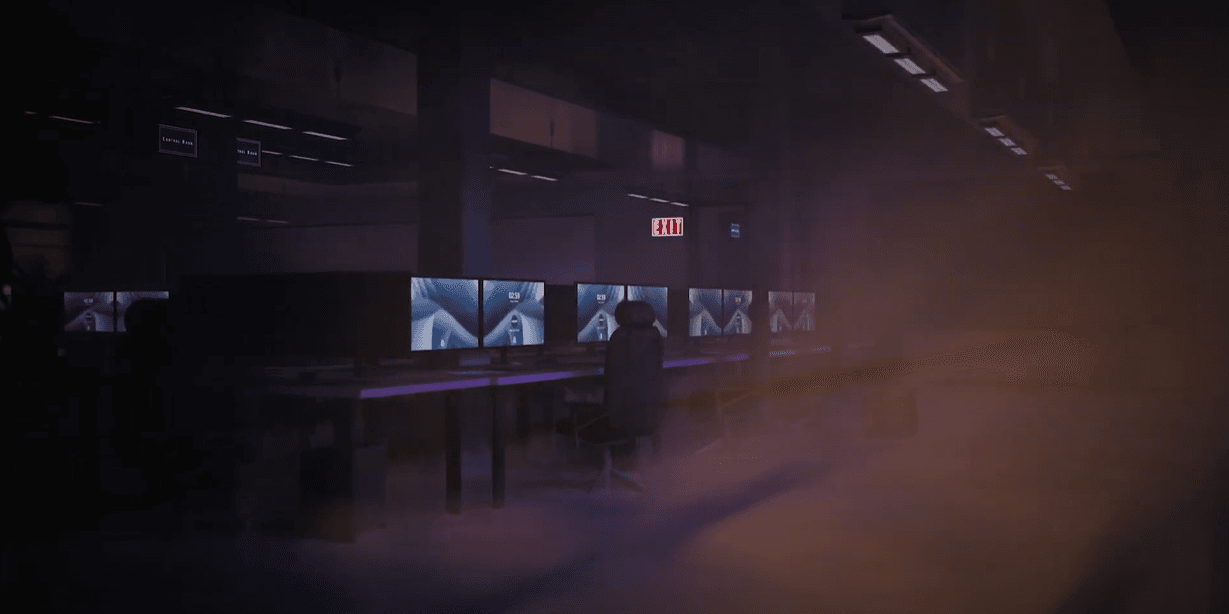 Dark control room, set of Alstom's cybersecurity serious game