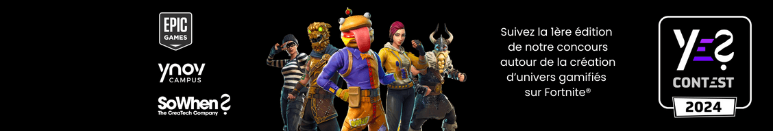 Banner of the Ynov x SoWhen? x Epic Games Fortnite contest, YES Contest 2024