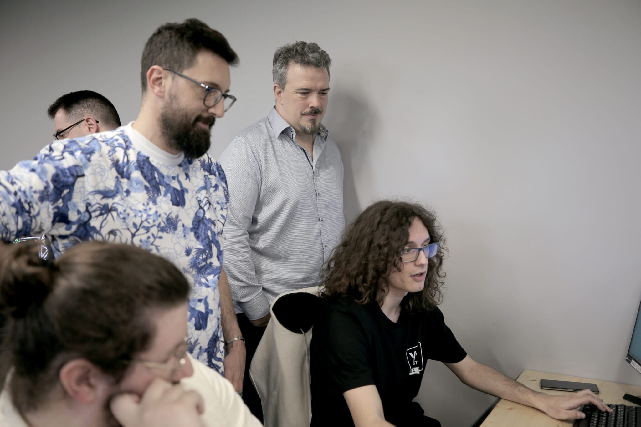 The Walt Disney Company jury members testing a student's Fortnite game