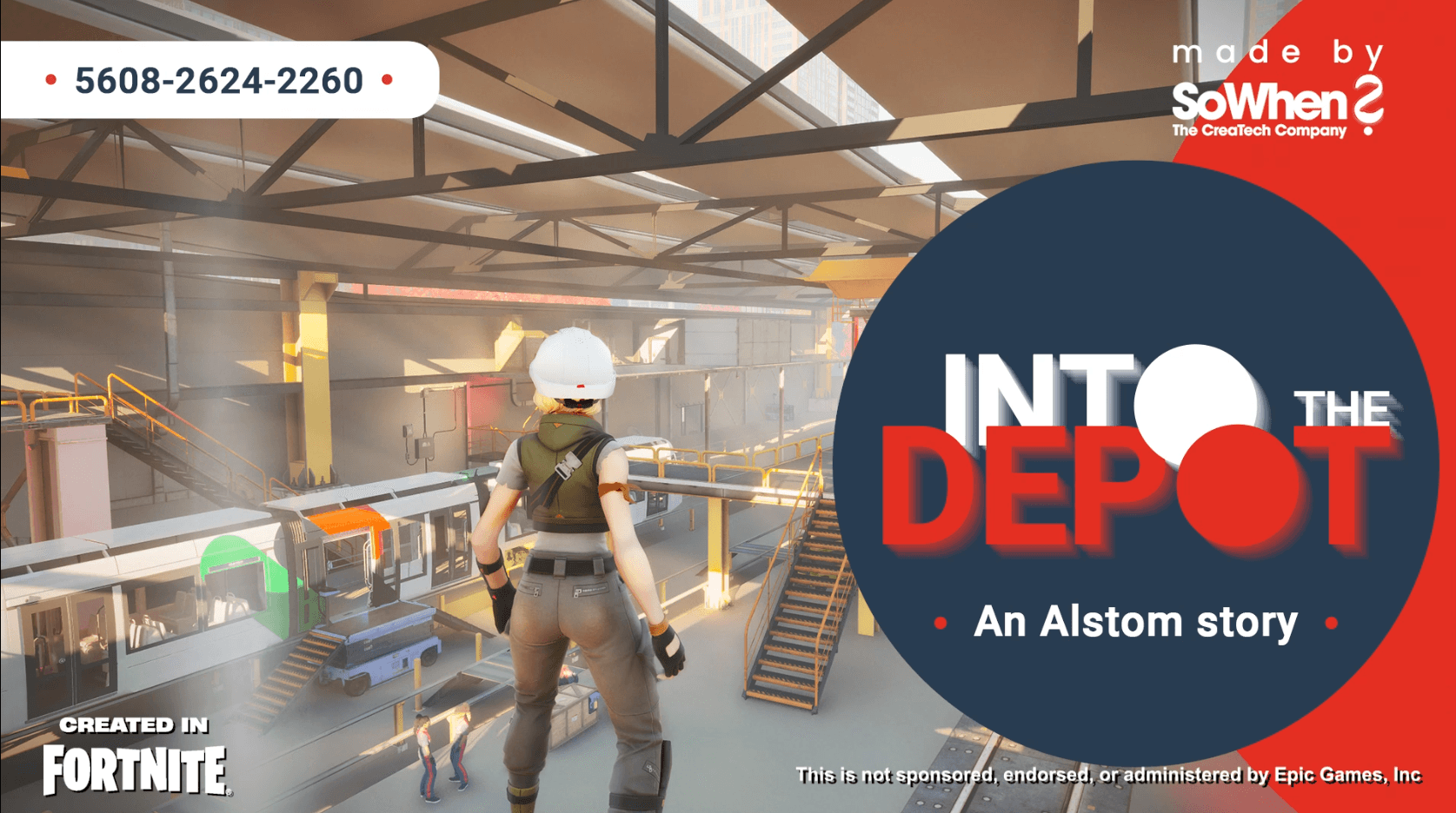 "Into the Depot, an Alstom story" visual, game made in Fortnite by SoWhen?, code 5608-2624-2260