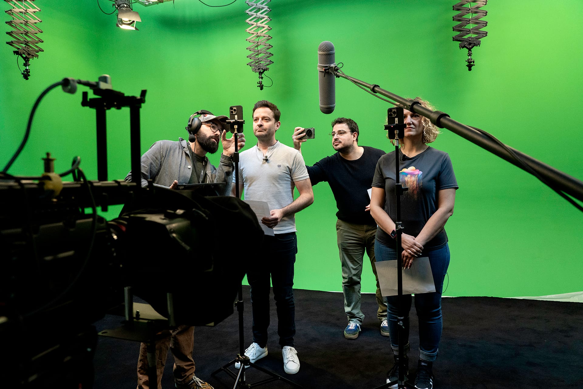 Virtual production shoot on a green screen in the SoWhen? studio