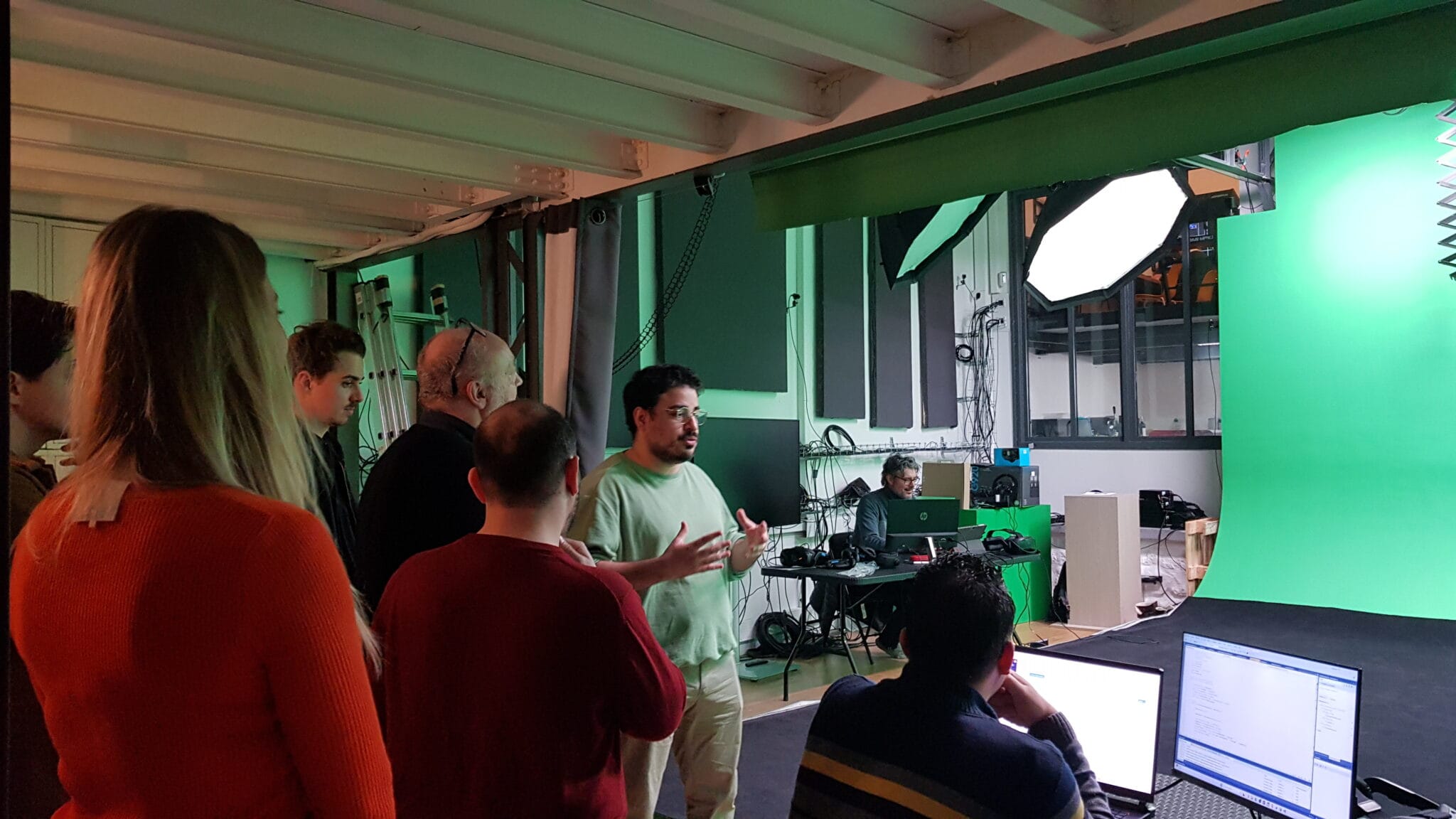Group touring SoWhen?'s Multivert green screen studio