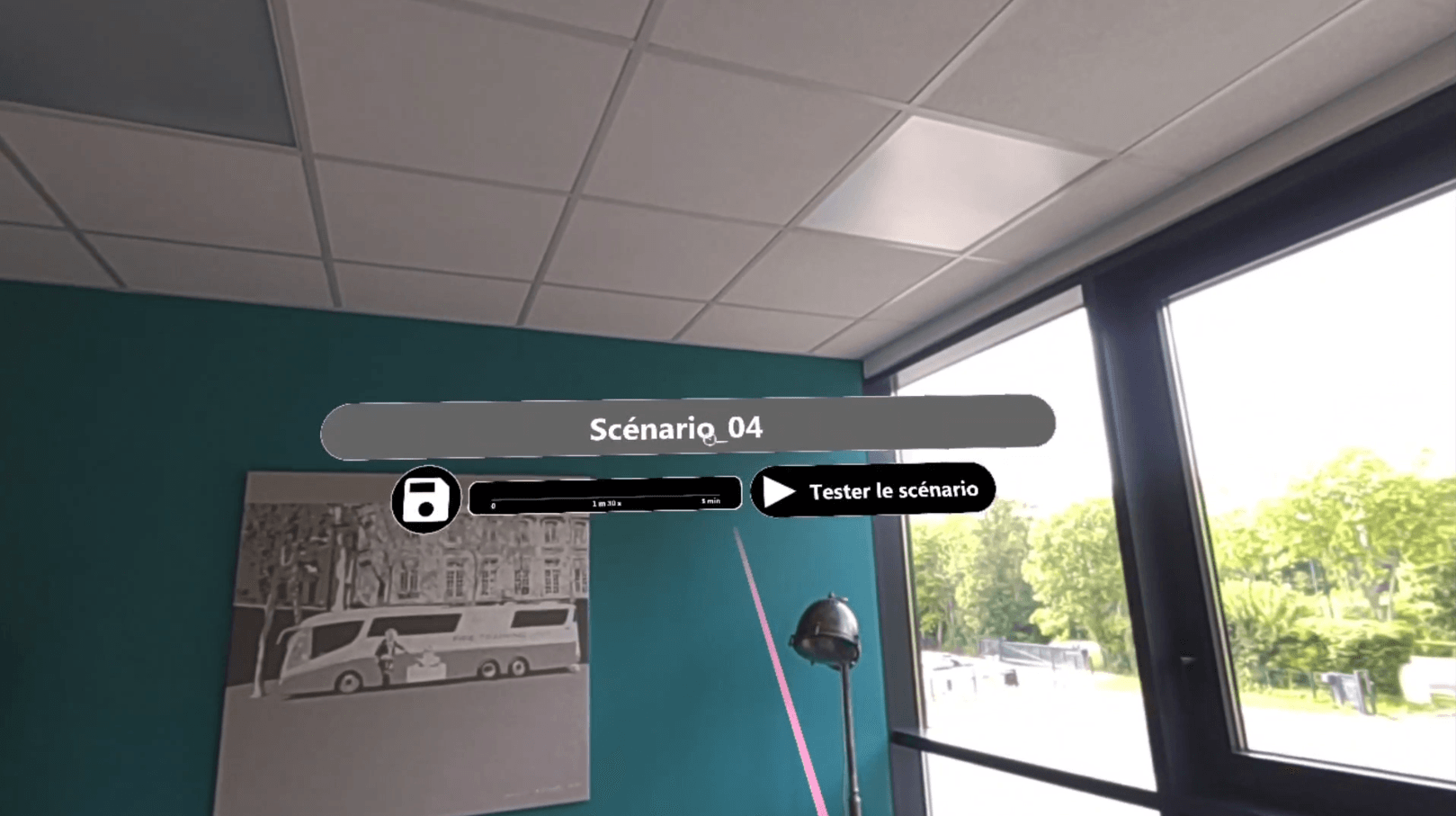 Scenario selection in the AR fire simulation app