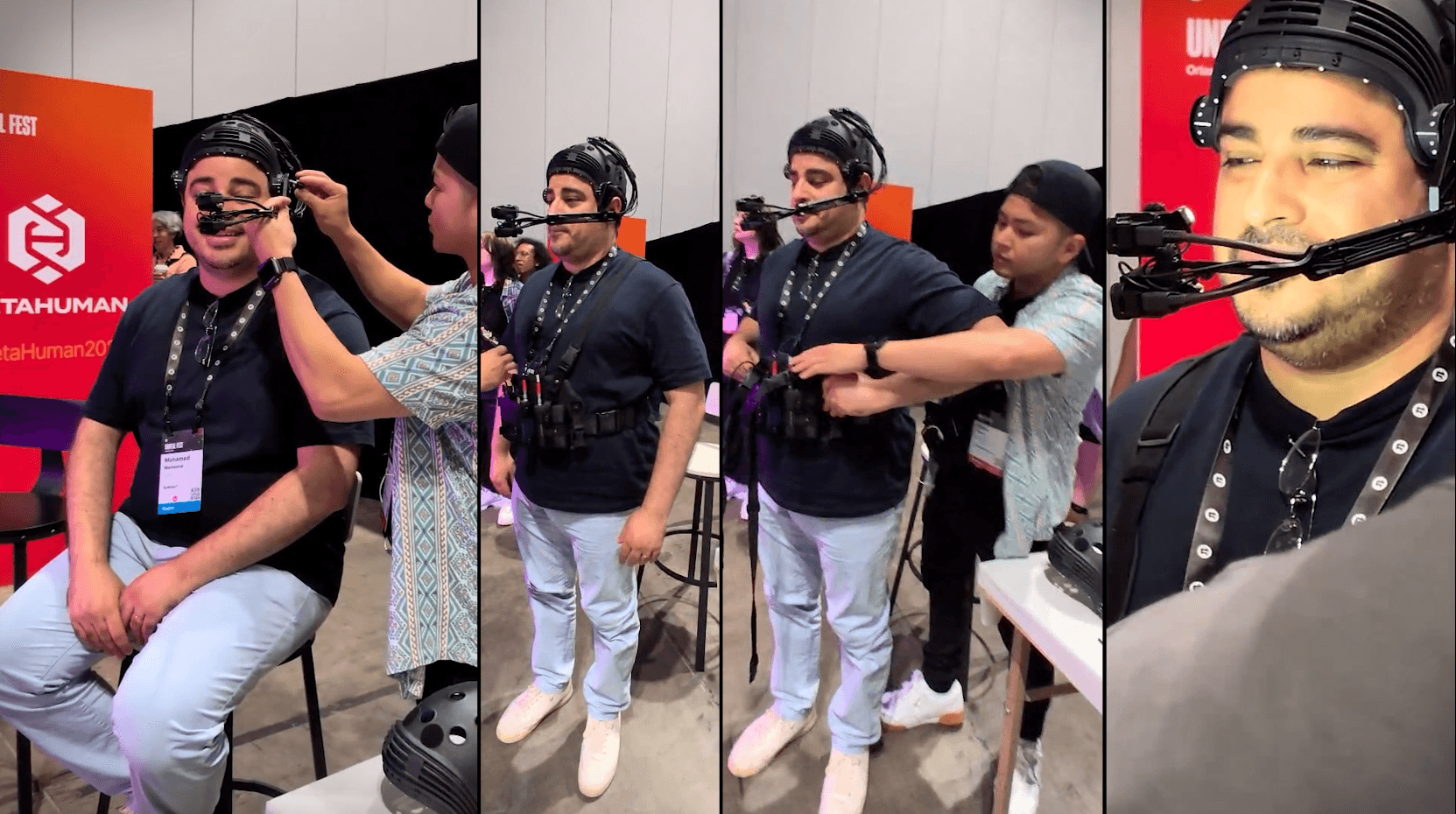 SoWhen? at Unreal Fest: markerless Captury motion capture demo, participant being fitted