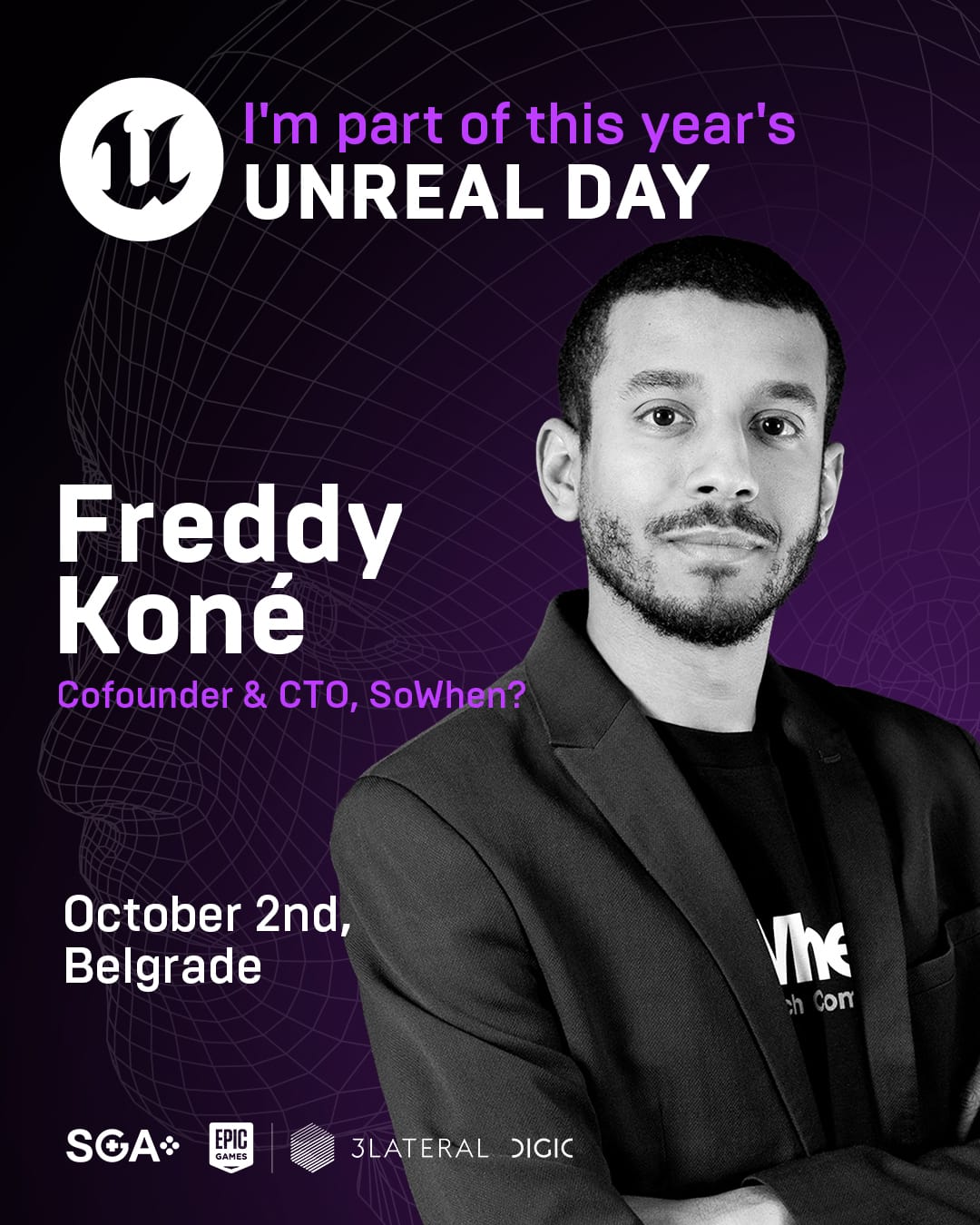 Freddy Koné, SoWhen? cofounder and CTO, speaker at Unreal Day in Belgrade