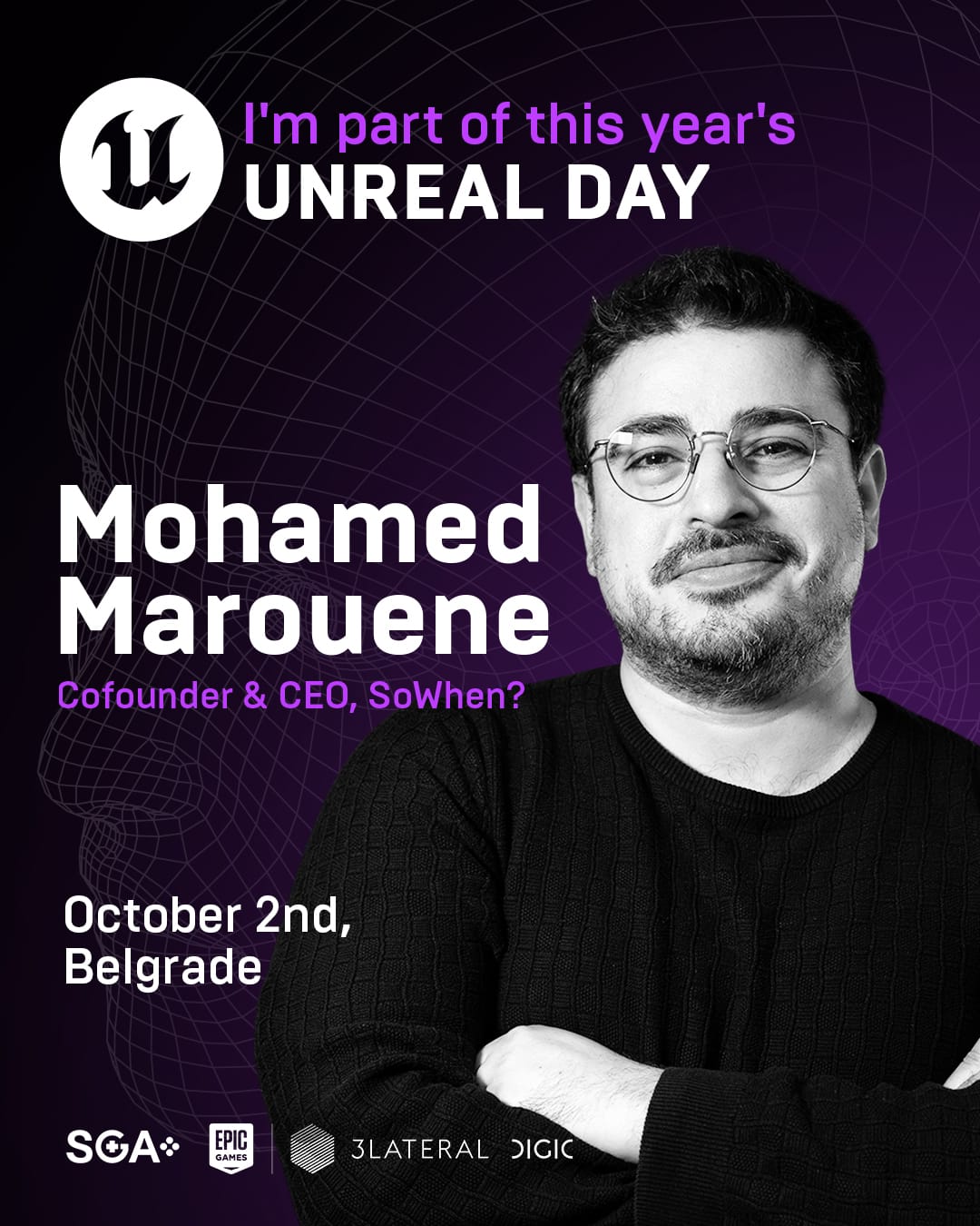 Mohamed Marouene, SoWhen? cofounder and CEO, speaker at Unreal Day in Belgrade