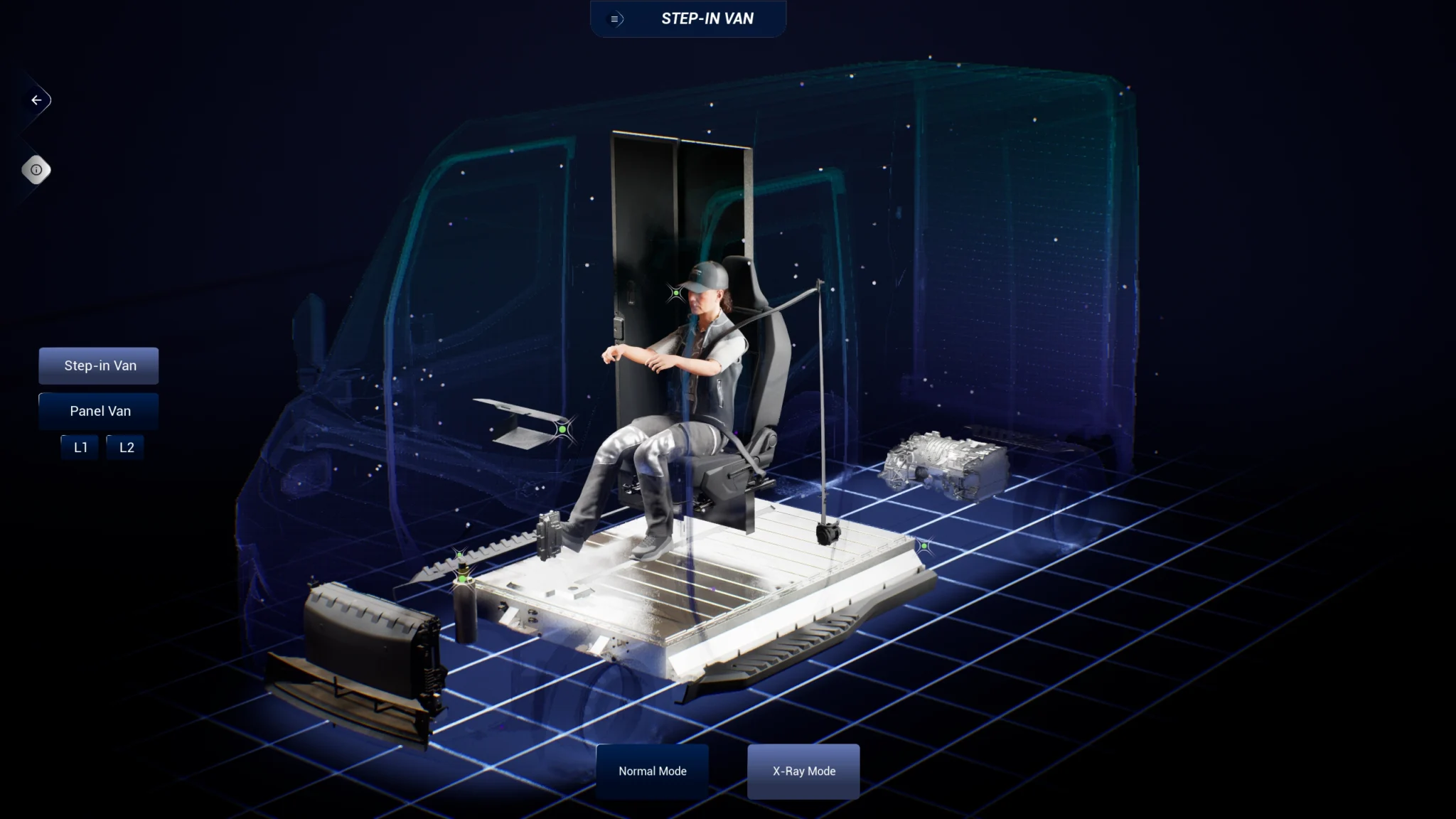 X-ray view of the Flexis Step-in Van with its driver