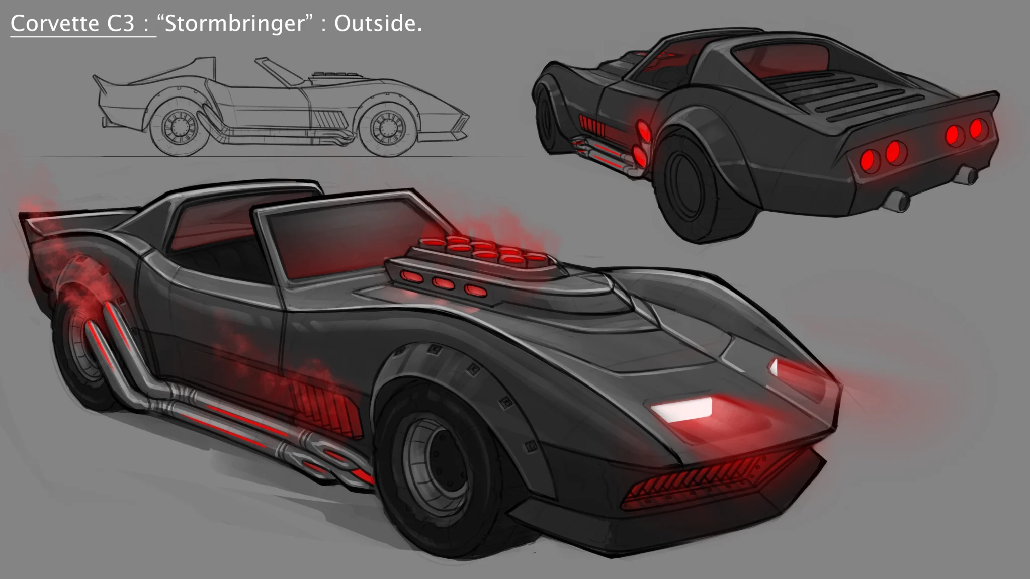 Concept art of the "Stormbringer" Corvette C3, exterior, Turbo Killer on Fortnite