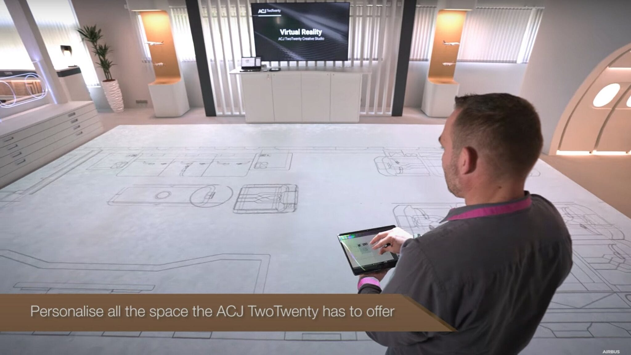 Showroom interactif et immersif ACJ Airbus par SoWhen?