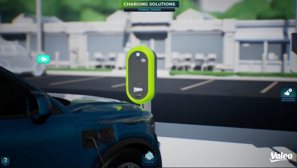 vue 3D d'une station de chargement pour voiture électrique équipée des technologies Valeo par SoWhen?