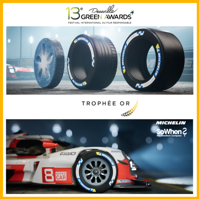 Film Le Mans Michelin SoWhen prix or mobilité Deauville Green Award SoWhen? et Michelin reportent le trophée d'Or au Deauville Green Awards pour le film Les innovations Michelin à travers l'histoire des 24H du Mans