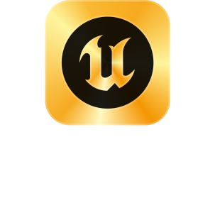 Logo service partner Unreal Engine, gold 3 étoiles. SoWhen? est partenaire officiel d'EPIC Games !